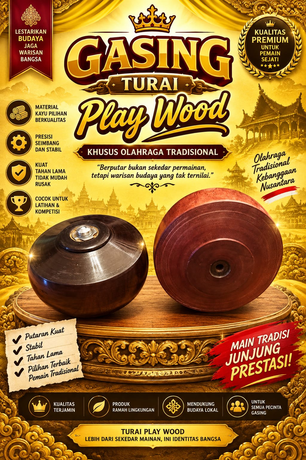 Gasing turai play Wood khas kutai
